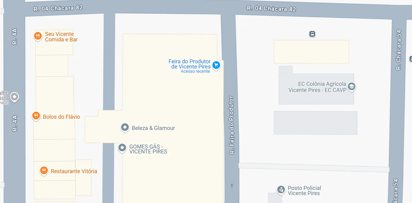 Imagem do google maps da localização da feira do produtor Vicente Pires